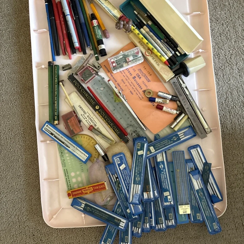 Vintage Drafting Tools ~ Supplies LOT Wrico, Staedtler, Eagle, Vemco, Keuffel 😊